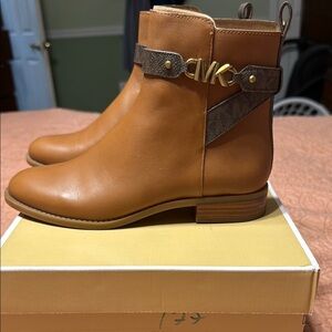 Michael Kors Tan Ankle Booties with Buckle Detail